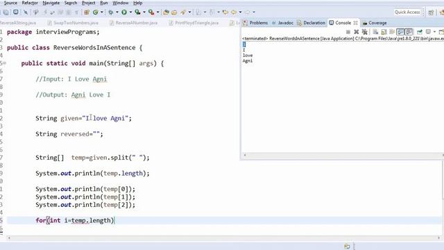 Java Interview Programs | 07 | How to reverse the words in a sentence | Tamil смотреть онлайн