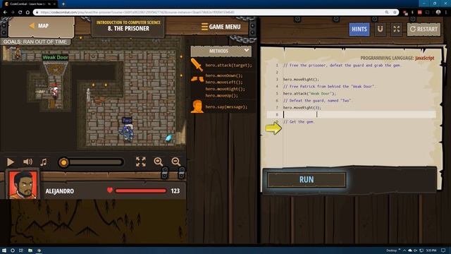 CodeCombat - Level 8 The Prisoner JavaScript Tutorial with Solution смотреть онлайн