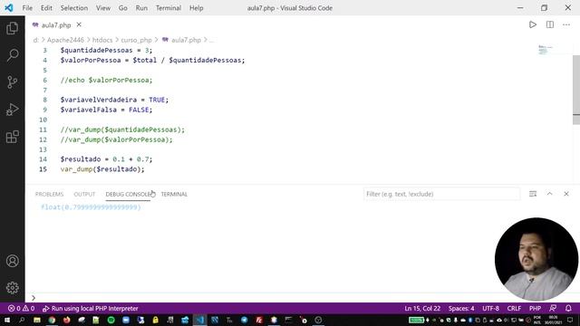 Tipos de Variáveis - Float - CURSO PHP 8 - AULA 7 смотреть онлайн