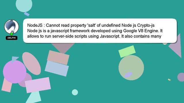 NodeJS : Cannot read property 'salt' of undefined Node js Crypto-js смотреть онлайн
