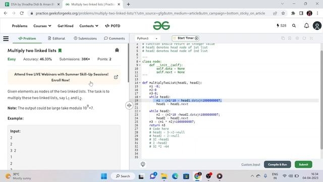 python | multiply-two-numbers-represented-linked-lists | shradha Didi & Aman Bhaiya dsa sheet смотреть онлайн