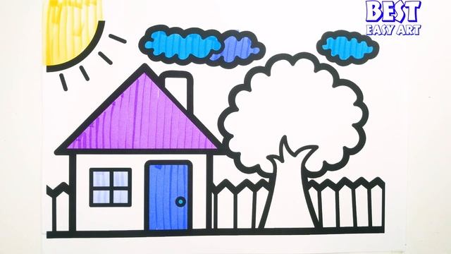 Picture of a House Drawing, Painting & Coloring For Kids and Toddlers_ Child Art смотреть онлайн