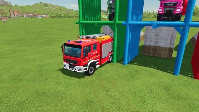 TRANSPORTING FIRE TRUCK, TRACTOR BALLS, POLICE CAR ! FARMING SIMULATOR 22 ! смотреть онлайн