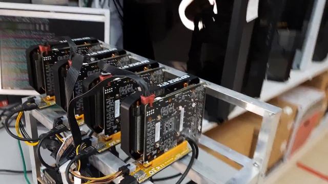Ферма для майнинга 100 MHs на 4-х картах GeForce GTX 1660 6Gb Palit StormX память Samsung смотреть онлайн