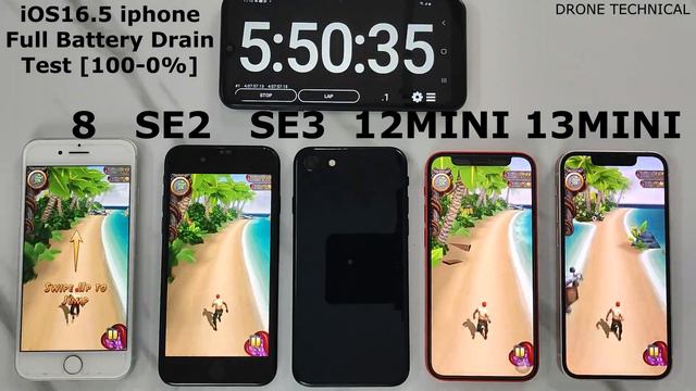 IPhone 8 Vs SE2 Vs SE3 Vs 12mini Vs 13mini Full Battery Drain Test 2023 || SHOCKING RESULTS IOS16.5