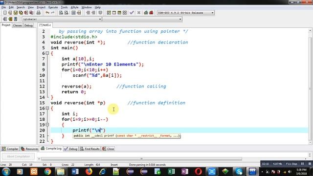 Print reverse of array by passing array into function using pointer in c programming смотреть онлайн