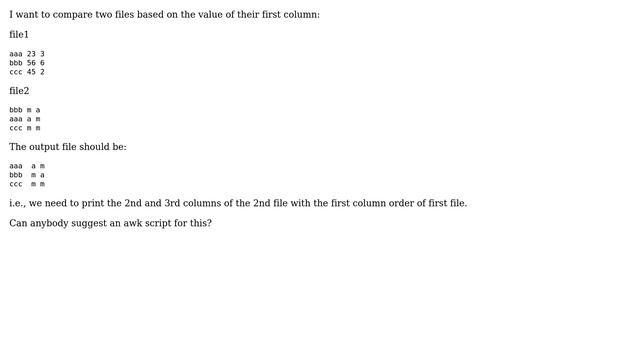 Unix & Linux: How can I compare two files based on the value of the first column? (2 Solutions!!) смотреть онлайн