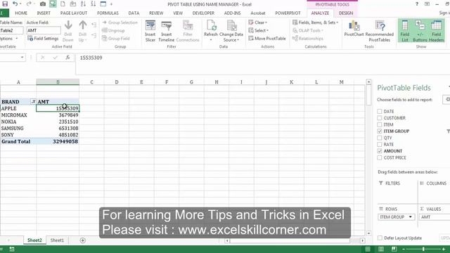 HOW TO CREATE PIVOT TABLE USING NAME MANAGER IN EXCEL