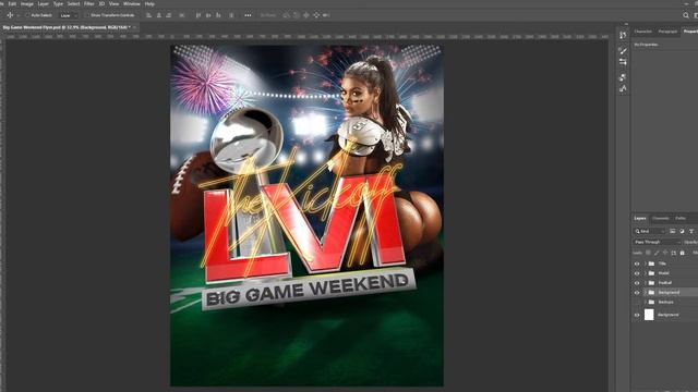 Superbowl Flyer Speedart using Cinema 4D and Adobe Photoshop! смотреть онлайн