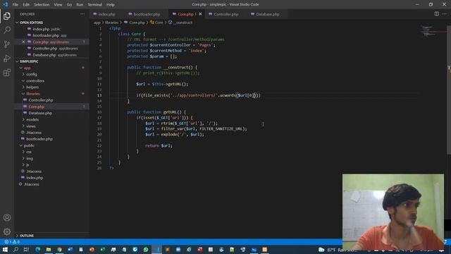 PHP MVC Framework - #5 - Core library load Controller using URL смотреть онлайн