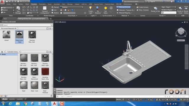 AutoCAD 3D Stainless Steel Kitchen Sink Part 3 смотреть онлайн