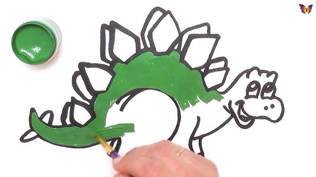 Как нарисовать ДИНОЗАВРА / мультик раскраска ДИНОЗАВР для детей / Раскраски малышам смотреть онлайн
