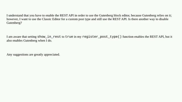 How to enable REST API on custom post type without Gutenberg? смотреть онлайн