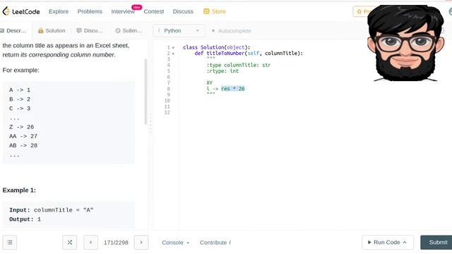 Leetcode Question 171 "Excel Sheet Column Number" in Python смотреть онлайн