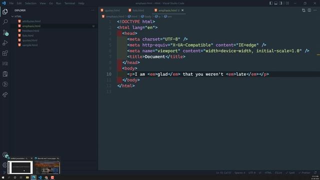 10. Emphasizing the Text using Emphasis em Element and Strong Element - HTML смотреть онлайн