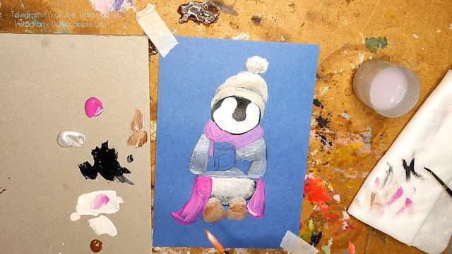 Лёгкий рисунок пингвина. Открытка своими руками ? ?Easy drawing of a penguin. DIY postcard ?? смотреть онлайн