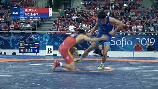 1/4 FS - 60 kg: A. MUSAEV (BEL) v. A. ABDULAEV (RUS) смотреть онлайн