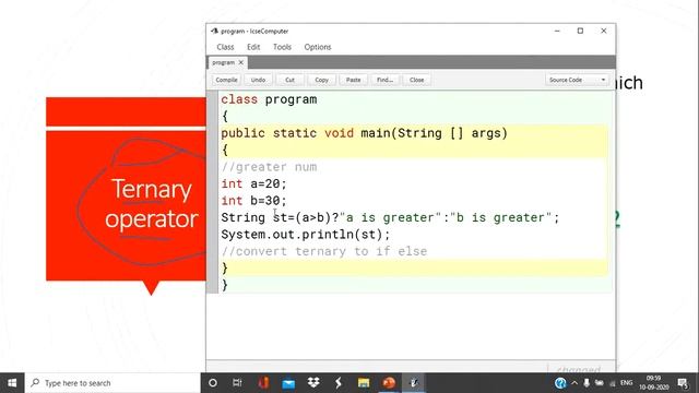 ternary operator in java | Conditional operator | ternary to if else | ICSE Computer смотреть онлайн