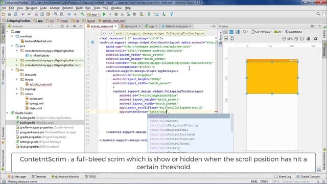 Material Collapsing Toolbar Layout Design #1 in Android Studio смотреть онлайн