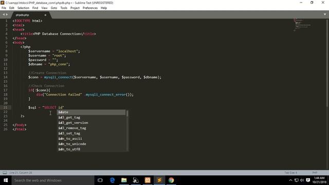 PHP Database Connection | PHPmyadmin | XAMPP смотреть онлайн