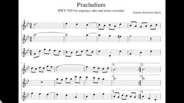 J. S. Bach, Praeludium BWV 929 for recorder trio SAT смотреть онлайн