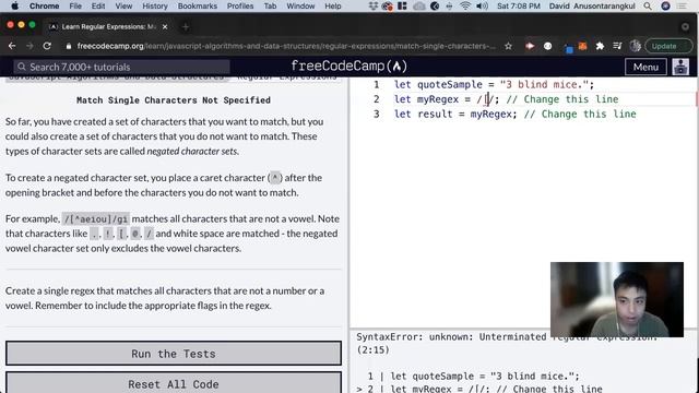 Match Single Characters Not Specified (Regular Expressions) freeCodeCamp tutorial смотреть онлайн