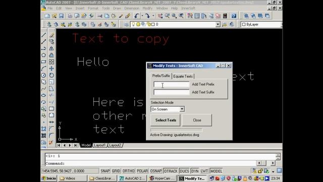 How to modify texts in AutoCAD with InnerSoft CAD. Add prefix and suffix. Equate texts смотреть онлайн