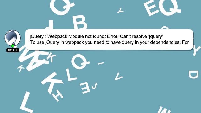 jQuery : Webpack Module not found: Error: Can't resolve 'jquery' смотреть онлайн