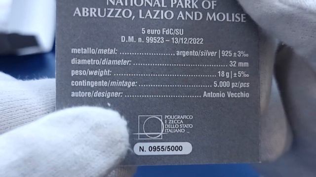 MONETE ITALIANE - 100 ANNI PARCO NAZIONALE D'ABRUZZO, LAZIO E MOLISE! MONETA DA 5 EURO IN ARGENTO!!