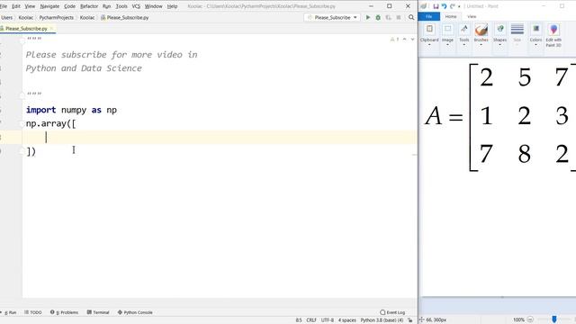 how to define (create) a matrix in Python (numpy package) + Example смотреть онлайн