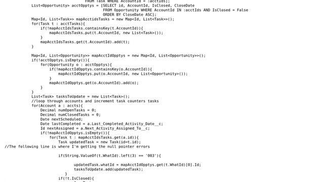 Salesforce: Null pointer exception on bulk update but working when I update manually via UI смотреть онлайн