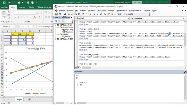76 excel vba 2019: serie en gráfico de linea (seleccionar y modificar linea) смотреть онлайн