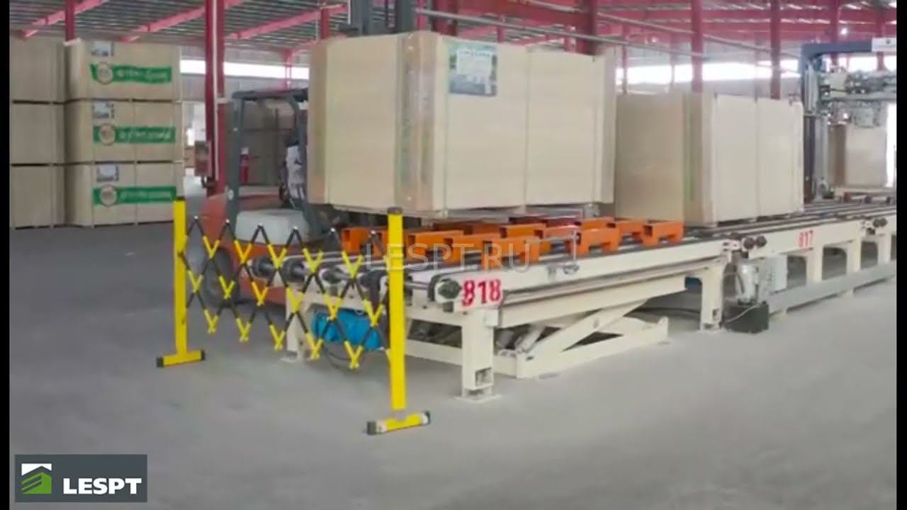 Автоматическая линия упаковки стрейч-пленкой, автоматическая проставка бруска, упаковка ПП лентой