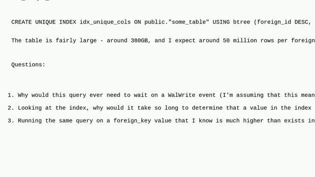 Why does searching a PostgreSQL index for recently-deleted value take so long? смотреть онлайн