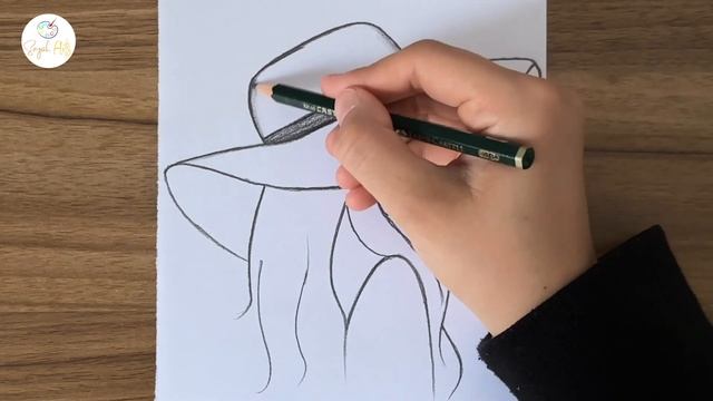 How to draw a girl wearing a hat || Easy drawing ideas for beginners || Easy drawings step by step смотреть онлайн