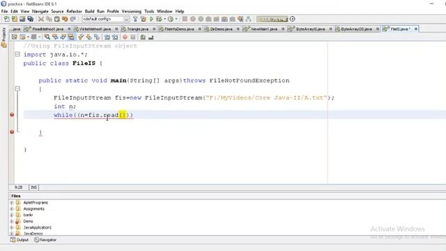 FileInputStream class in Java смотреть онлайн