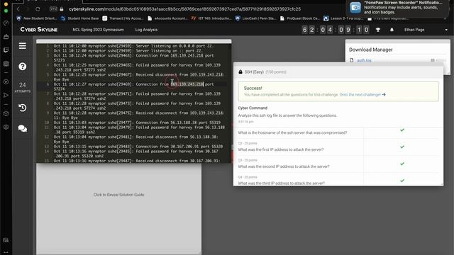 NCL Challenge Log Analysis #1 SSH смотреть онлайн