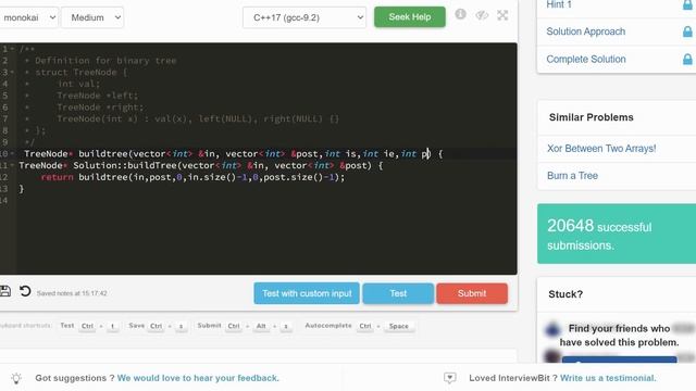 13.23 BINARY TREE FROM INORDER AND POSTORDER(Tree)-Interviewbit #tree#programming#bst смотреть онлайн