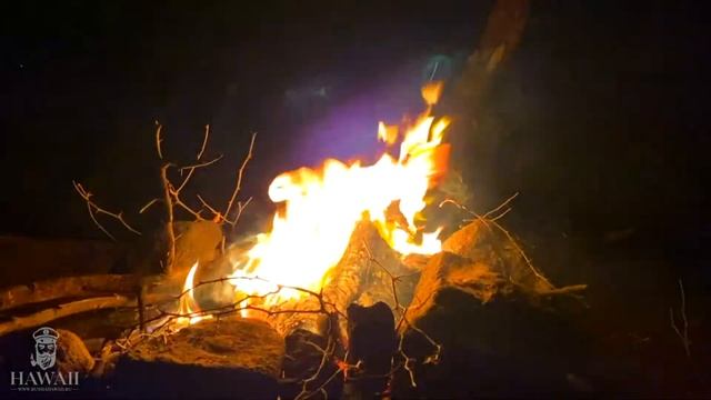У костра на Гавайях. Горит огонь ? Сверчки. Костер на природе. Звуки ночи для сна, треск костра
