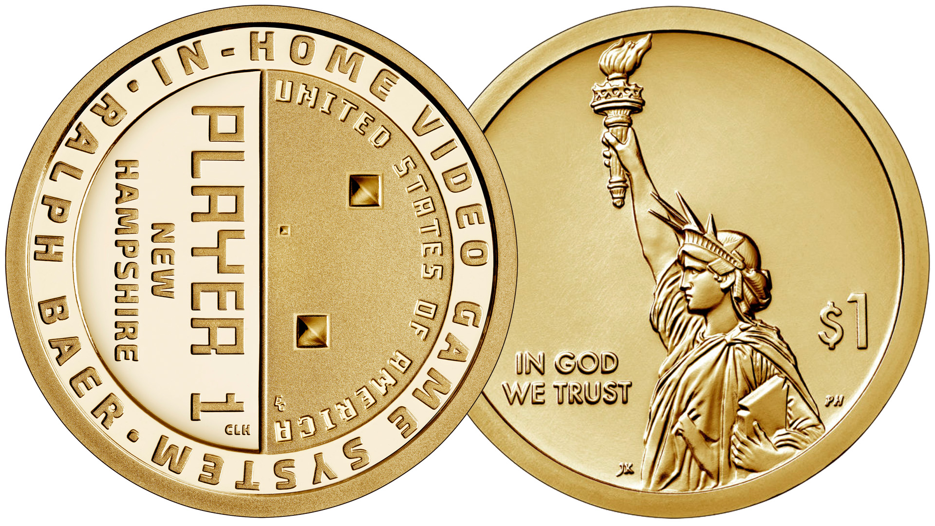 Монета 1$ Ральф Баер, Игровая приставка. Серия Американские Инновации (Нью-Гэмпшир). смотреть онлайн