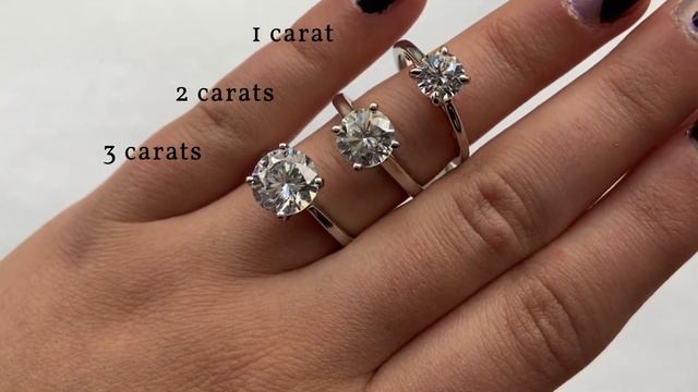 1 Carat, 2 Carat, 3 Carat Diamond Solitaire Ring on Hand смотреть онлайн
