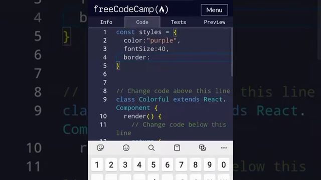 Adding inline styles| freecodecamp basic React | React tutorial for beginners смотреть онлайн