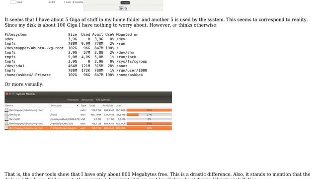 Ubuntu: How to diagnose missing disk space? (disk usage analyzer not corresponding to df)? смотреть онлайн