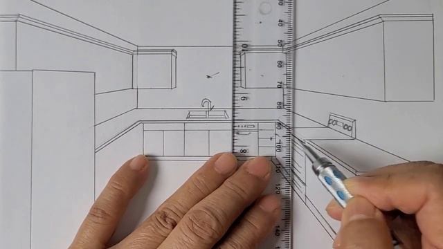 How to draw a kitchen in one point perspective смотреть онлайн
