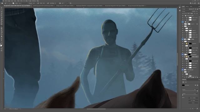 Creating a Haunted Pig Farmer Halloween Photoshop Art смотреть онлайн
