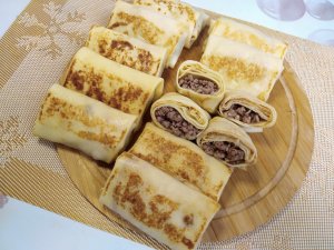 Блины с Мясом на масленицу - проще рецепта не бывает!!!