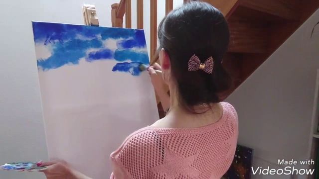 Пишем ясное небо акриловыми и/или масляными красками смотреть онлайн