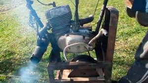 Самодельная мотолебедка для вспашки.