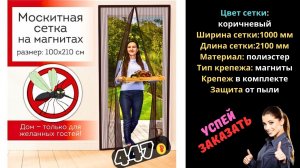 Москитная дверная сетка на магнитах DASWERK 100x210 см