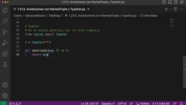 1.21.4. Anotaciones con NamedTuple y TypeVar смотреть онлайн